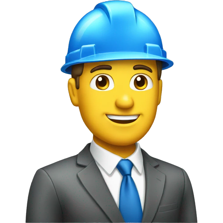 a business man with a blue house builder helnmet emoji