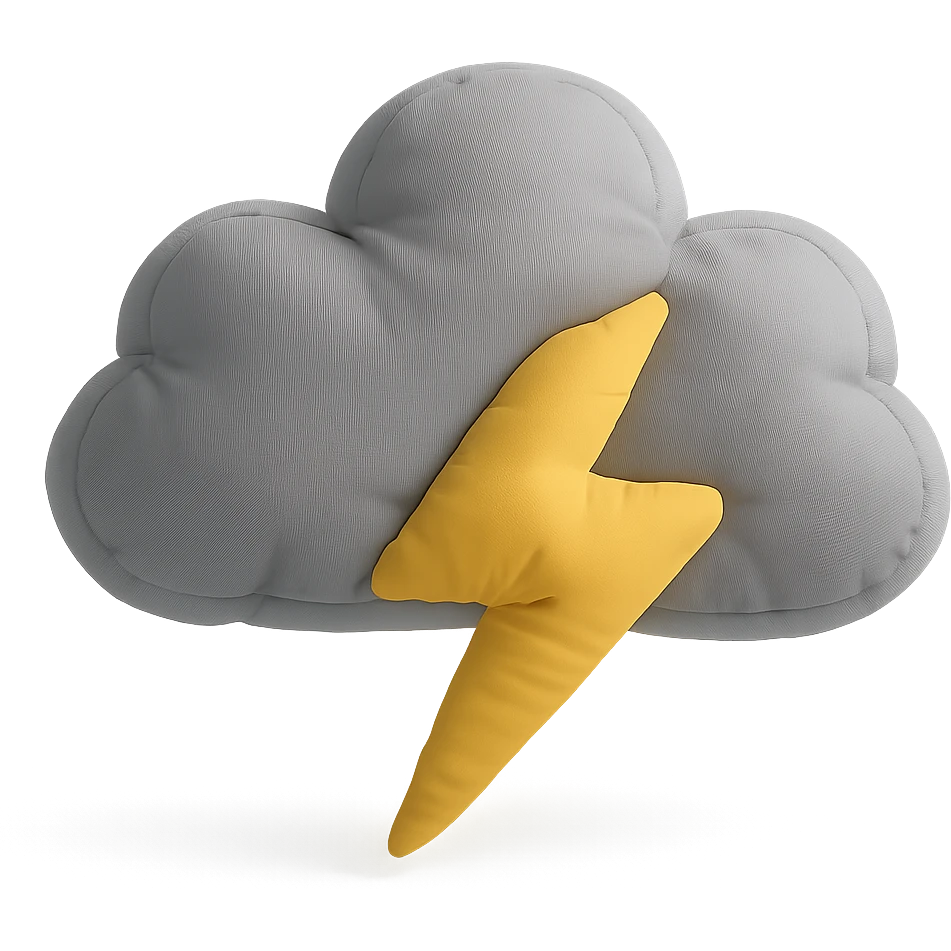 thundercloud with bold yellow lightning bolt emoji