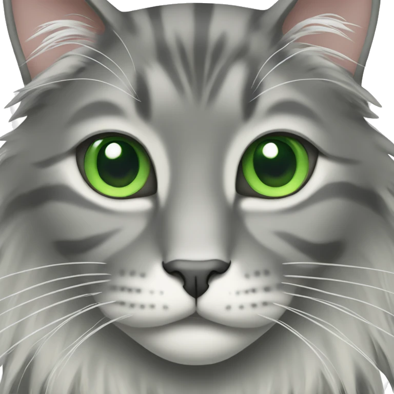 gray long hair cat with green eyes emoji