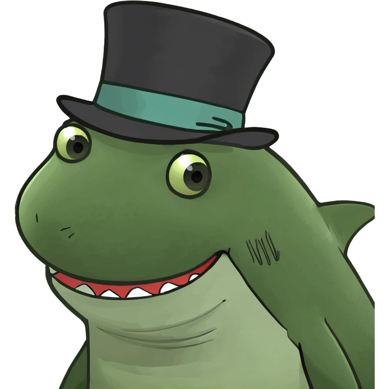 Shark with a top hat emoji