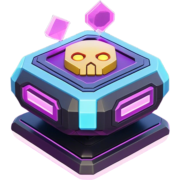 Clash of Clans aesthetic: Cinematic Playful 3D Isometric Sci-Fi Console Emoji, rendered in a 3D vector-style similar to standard emojis with minimal shading and bold, simplified shapes. A compact, distinct form with signature details, softly glowing with a futuristic sci-fi warfare charm. Simplified yet unmistakably iconic, highly detailed and consistent, glowing with a soft radiance and high shine. Stylized with a touch of high-tech brilliance and a soft glowing outline, capturing the essence of a beloved gaming relic with a friendly, playful manner! emoji