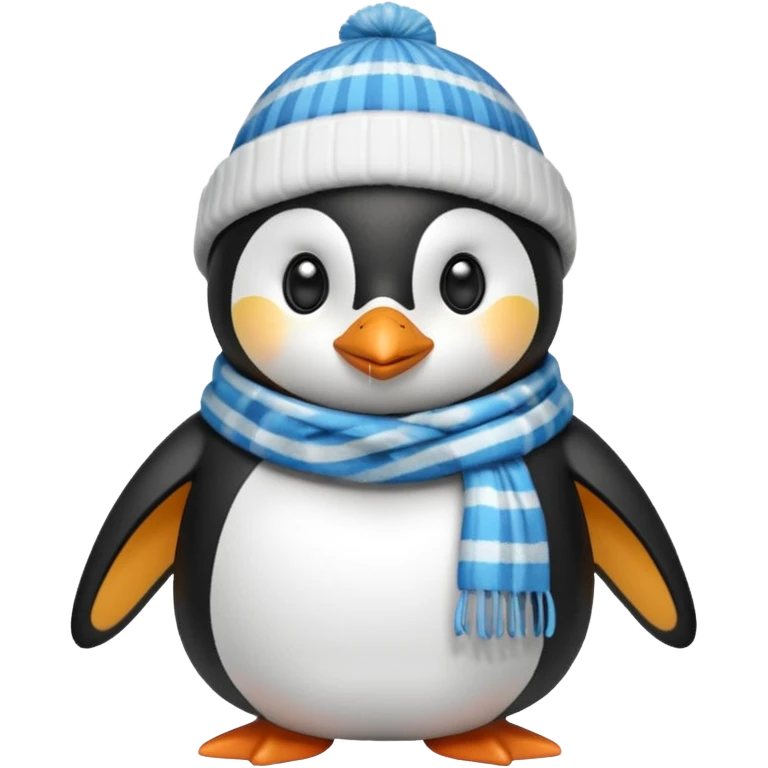 Winter penguin wearing winter clothes with winter background emoji