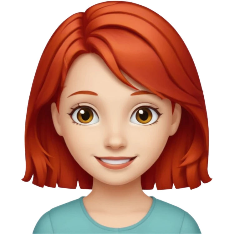 smiling girl with red hair clips emoji