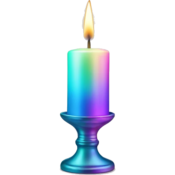 Iridescent candle with holder emoji