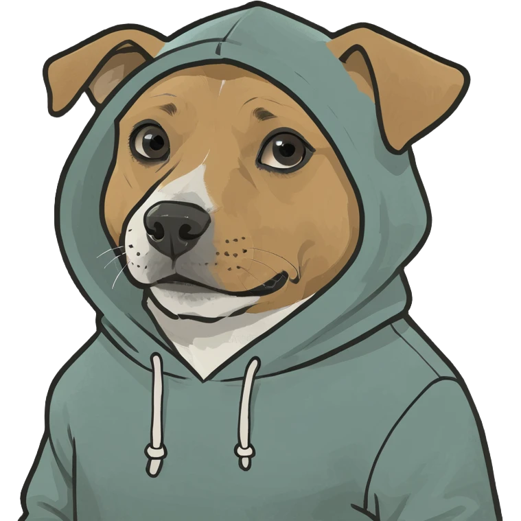 Dog wearing hoodoe emoji