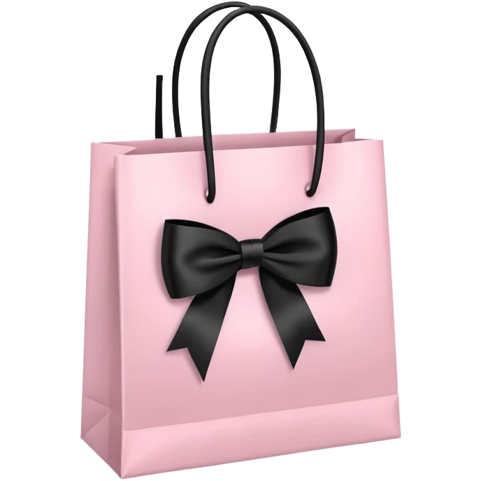 Light pink shopping gift bag with black bow emoji