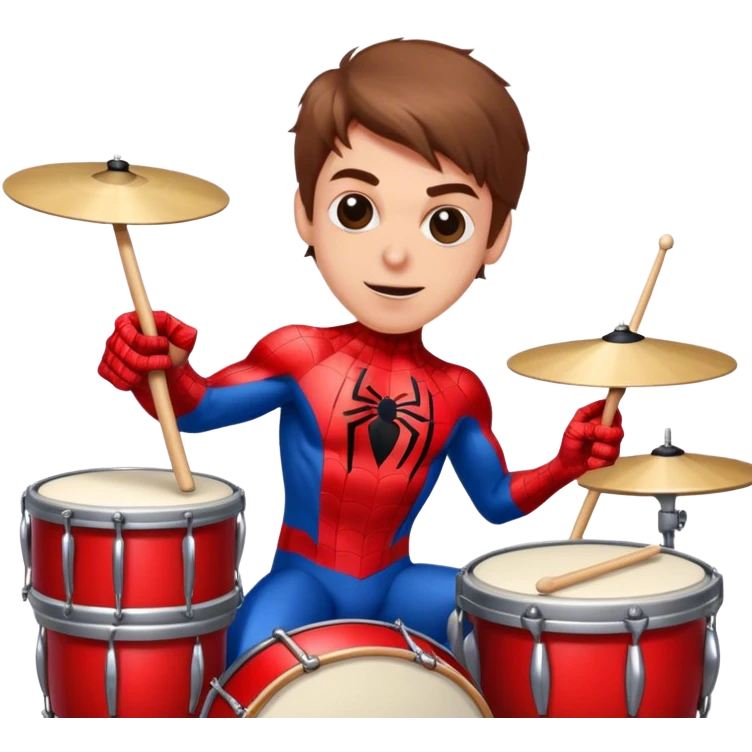 Spiderman with drum emoji