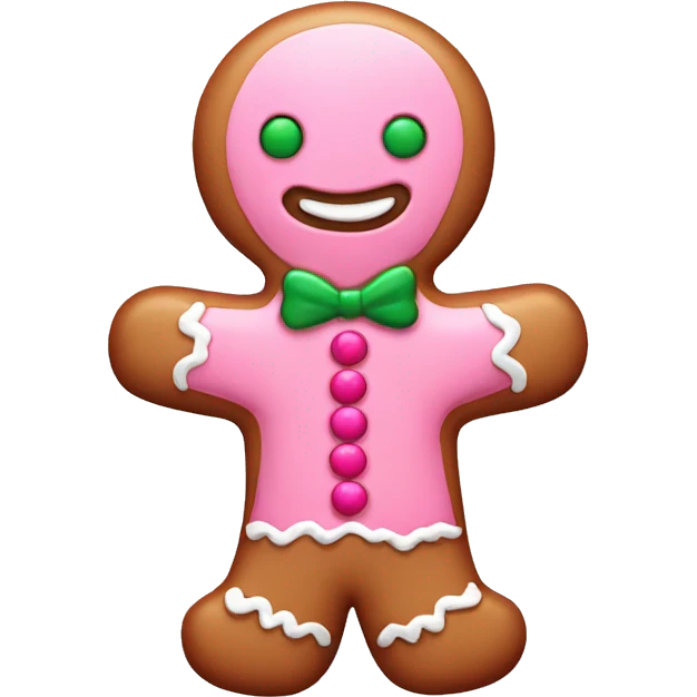 Cute pink gingerbread man emoji