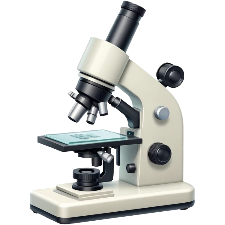 Scientific microscope with specimen slide emoji