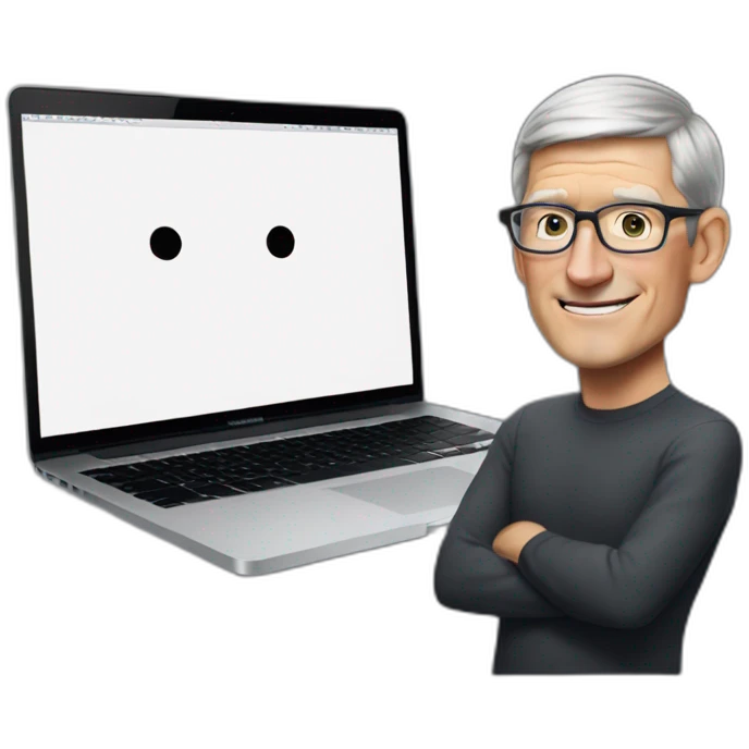 tim cook with a macbook pro emoji