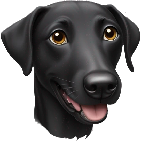 Black dog labrador whippet cross happy face  emoji