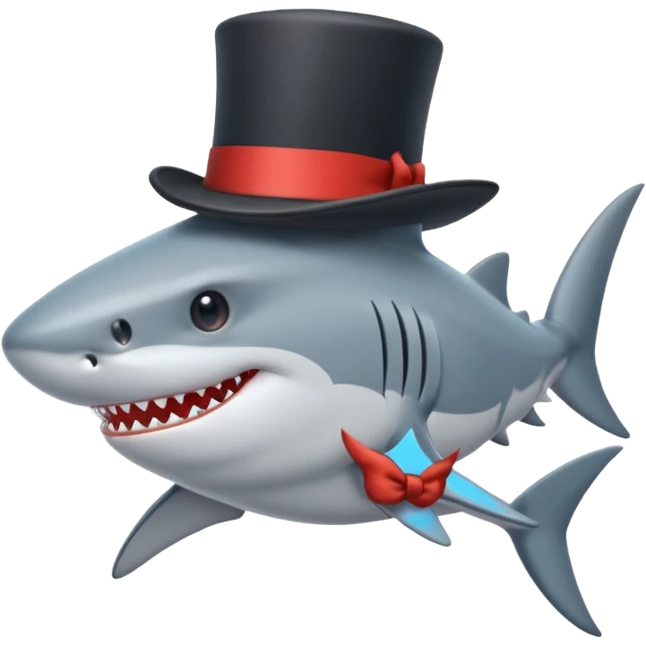 Shark with a top hat emoji
