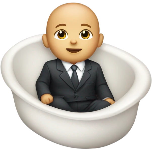 white newborn baby in a business suit lies in a cradle emoji