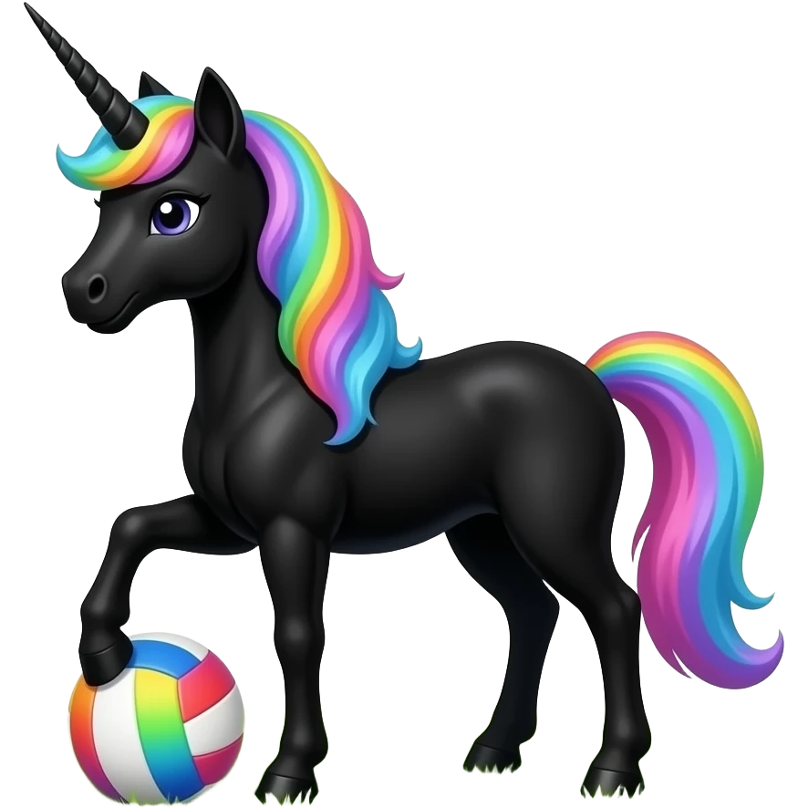 make a black alicorn with a rainbow volleyball under one of its hoove emoji