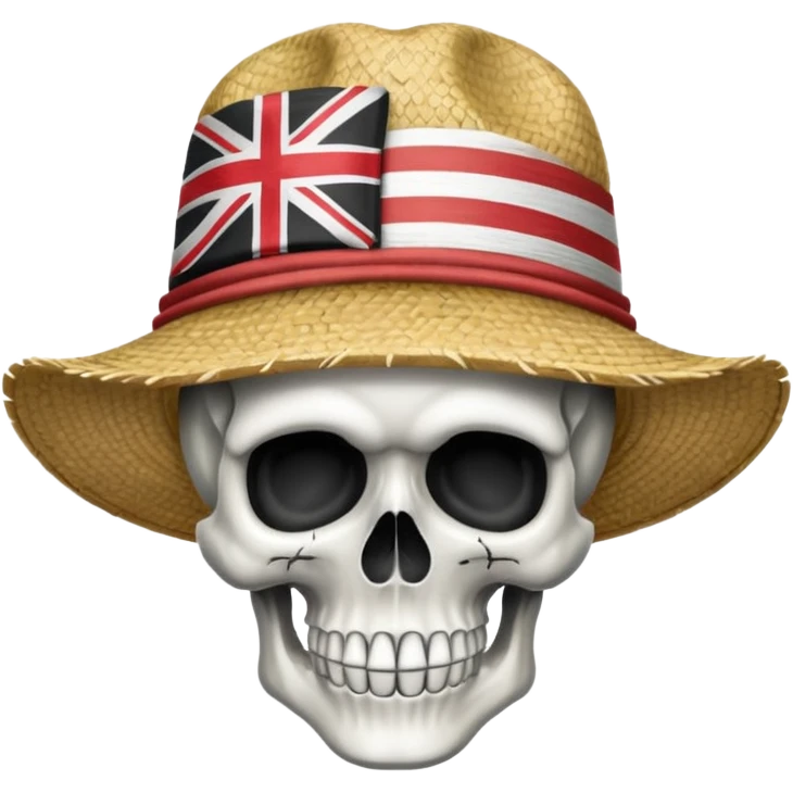 Fait moi un drapeau de tête de mort avec sur la tête un chapeau de paille emoji