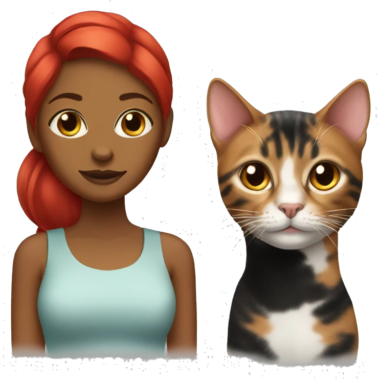 tabby cat and black women with red hair  emoji