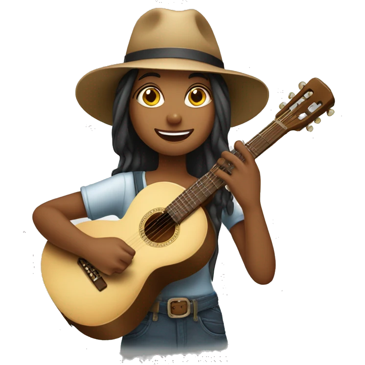 Girl Wearing a Hat and Playing the Cavaquinho emoji