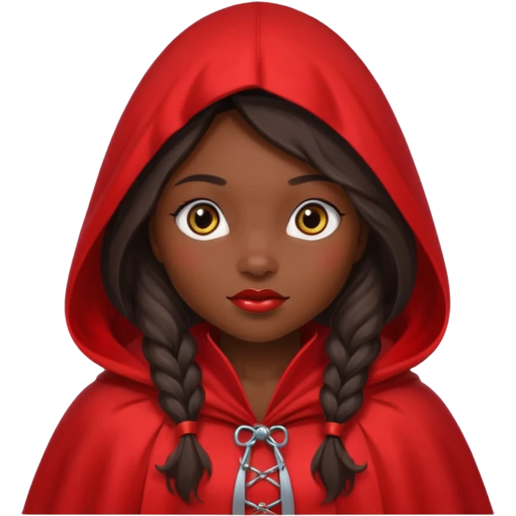 Little red riding hood African American with black with straight long wavy hair and long eyelashes  emoji