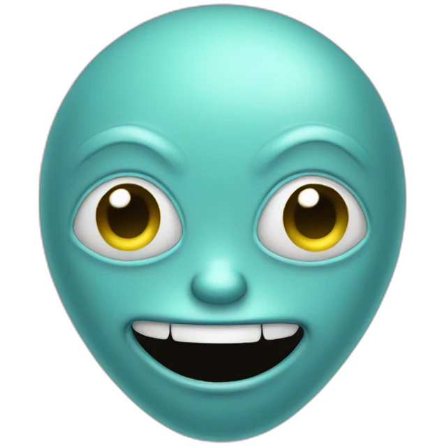 head flat alien blue smiling emoji
