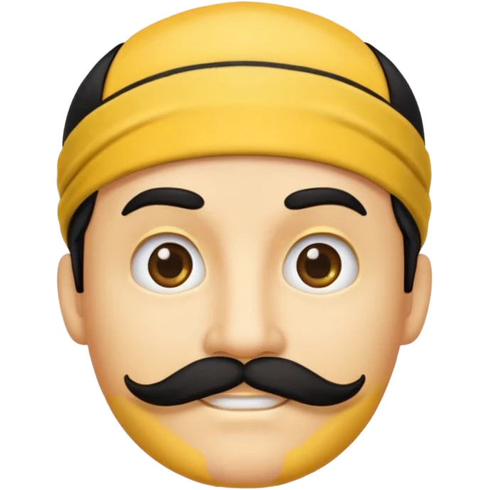 A yellow emoji with a black headband and a simple male mustache emoji