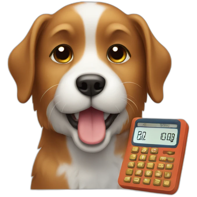 dog using calculator emoji