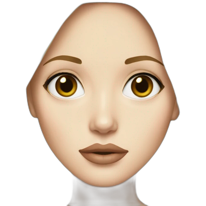 Girl with Angelina jolie shaped face, blonde, with hazel eyes, small nose and medium lips and eyeliner  emoji