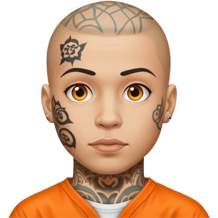 attractive tatted inmate wearing orange jumpsuit emoji