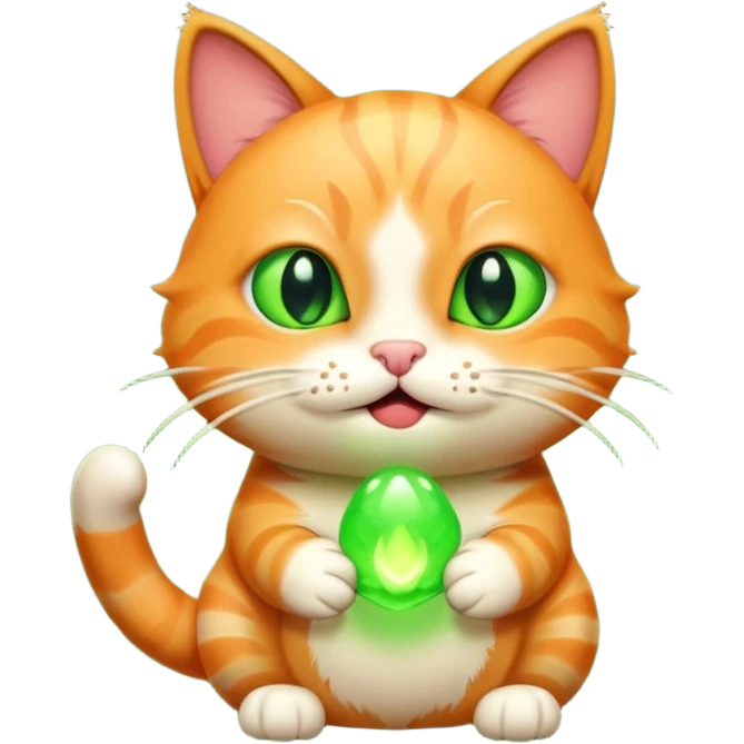 A ginger cat burps green burps emoji