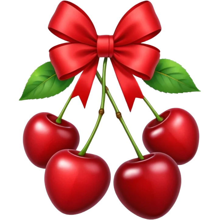 two cherries connected with a bow emoji