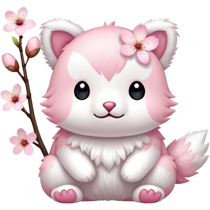 Cute Pastel pink and white Cherry Blossom Sakura Animal emoji
