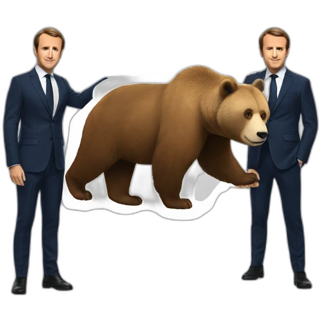 Macron sur un ours emoji