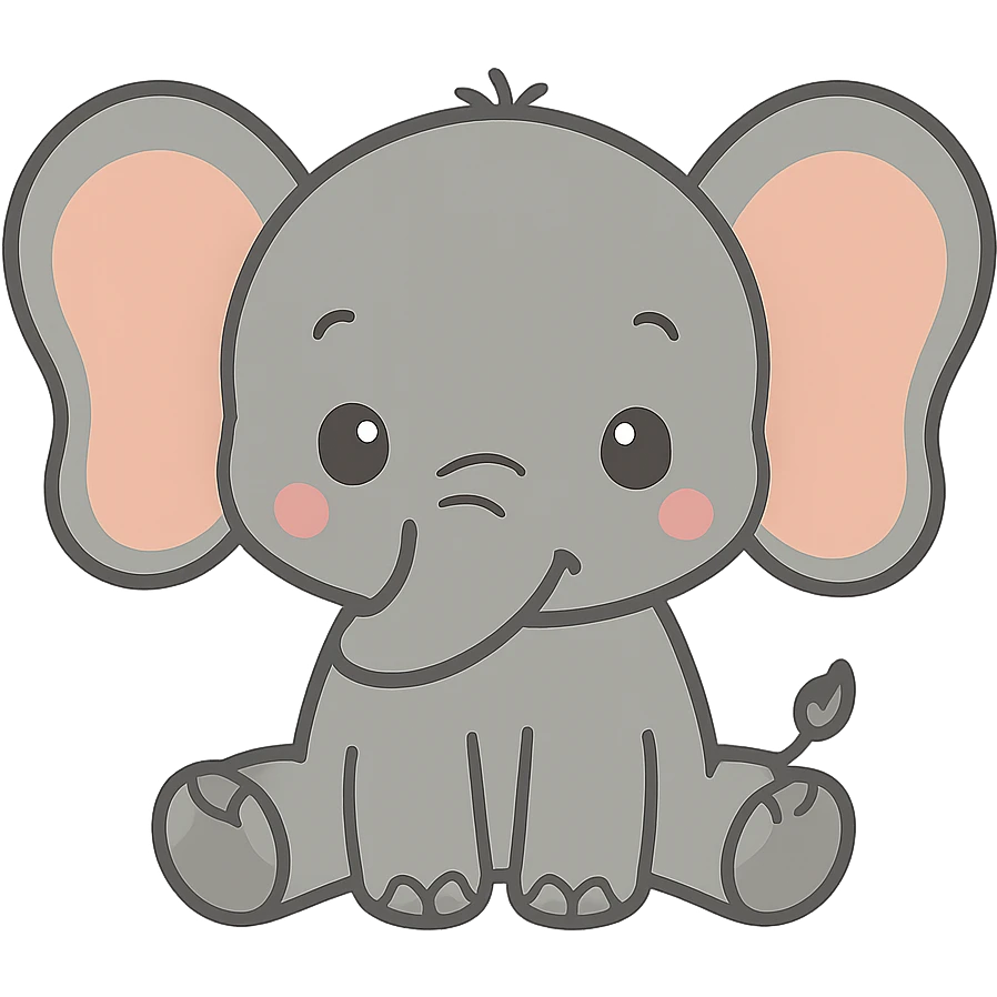 flat toon baby dumbo elephant emoji