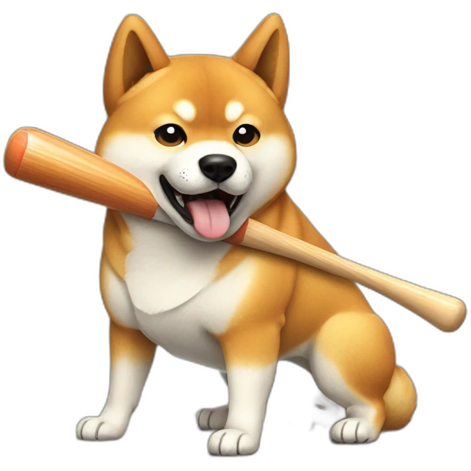 shiba inu hitting someone with a baseball bat, sitting emoji