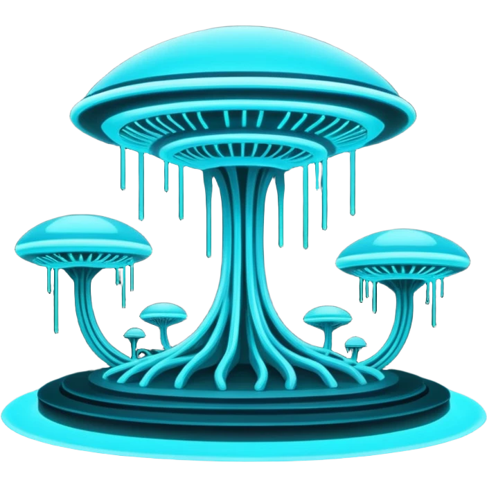 extraterrestrial futuristic otherworldly cyan bioluminescent neon-glowing aesthetic scenery emoji
