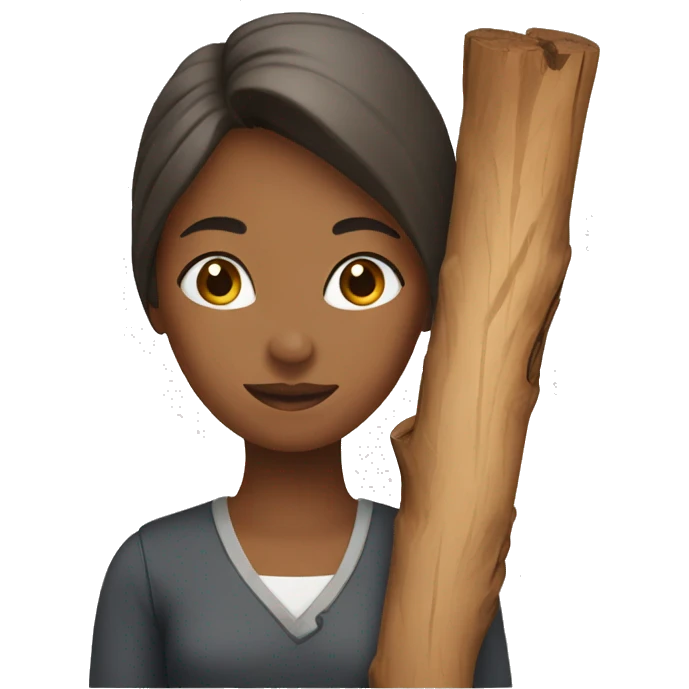Female holding wood emoji