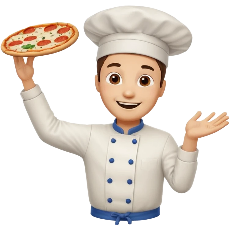 Pizza Chef – tossing pizza dough in air, white hat tilted slightly emoji