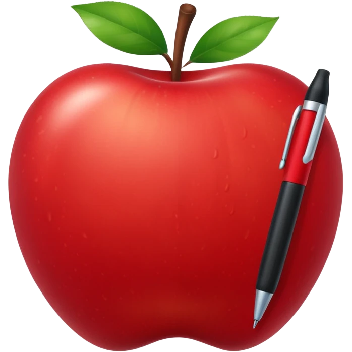 Pen stuck in an apple emoji