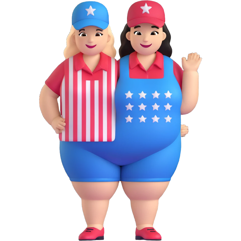 cheerful plus-size person with American hat emoji