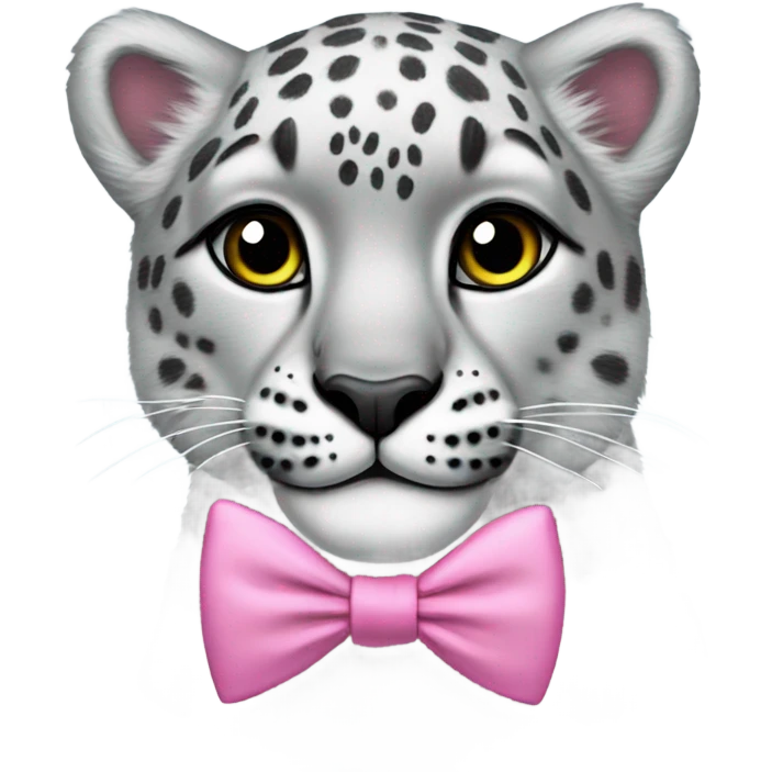 Snow leopard wearing a pink bow tie  emoji