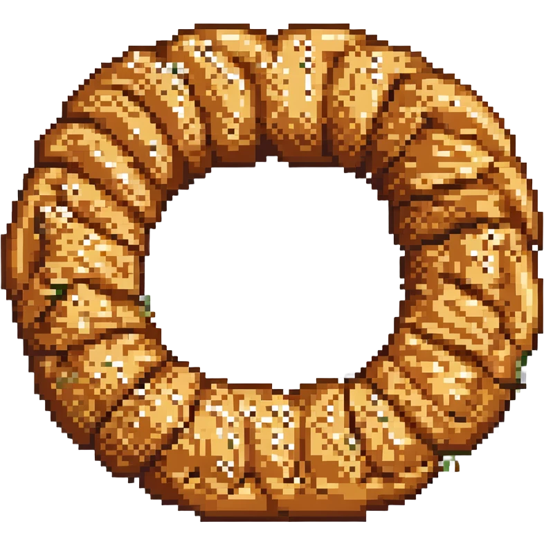 pixel art simit, side view, crisp crust, sprinkled sesame emoji