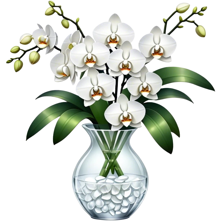  Bouquet of White orchids in crystal vase emoji