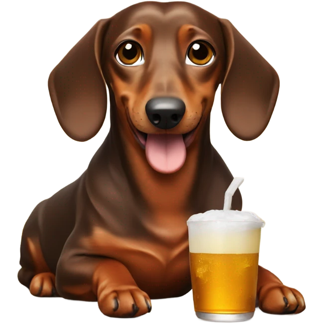 Brown Dachshund drinking a twisted tea emoji