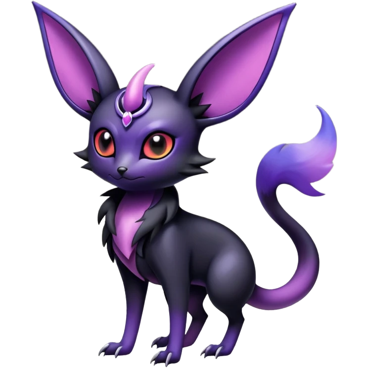 Shiny Dark-gradient Exotic Badass Royal Mysterious Gothic Noibat-Espeon-Umbreon-Pokémon-Fakémon-hybrid-creature (full body) emoji
