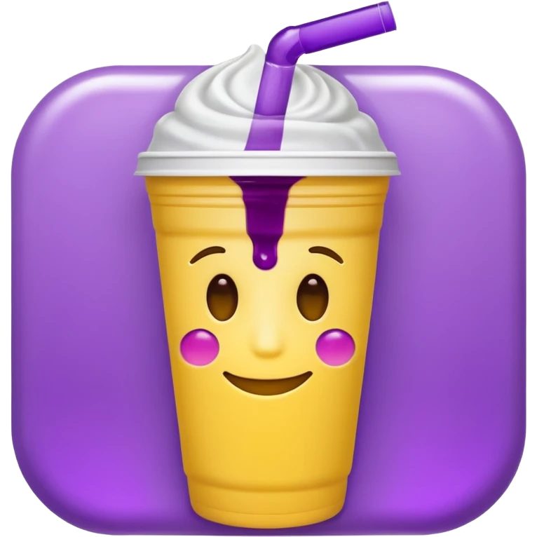  White styro with purple juice inside visible from the top only. Add a stoned yellow emoji face that os holding the cup emoji