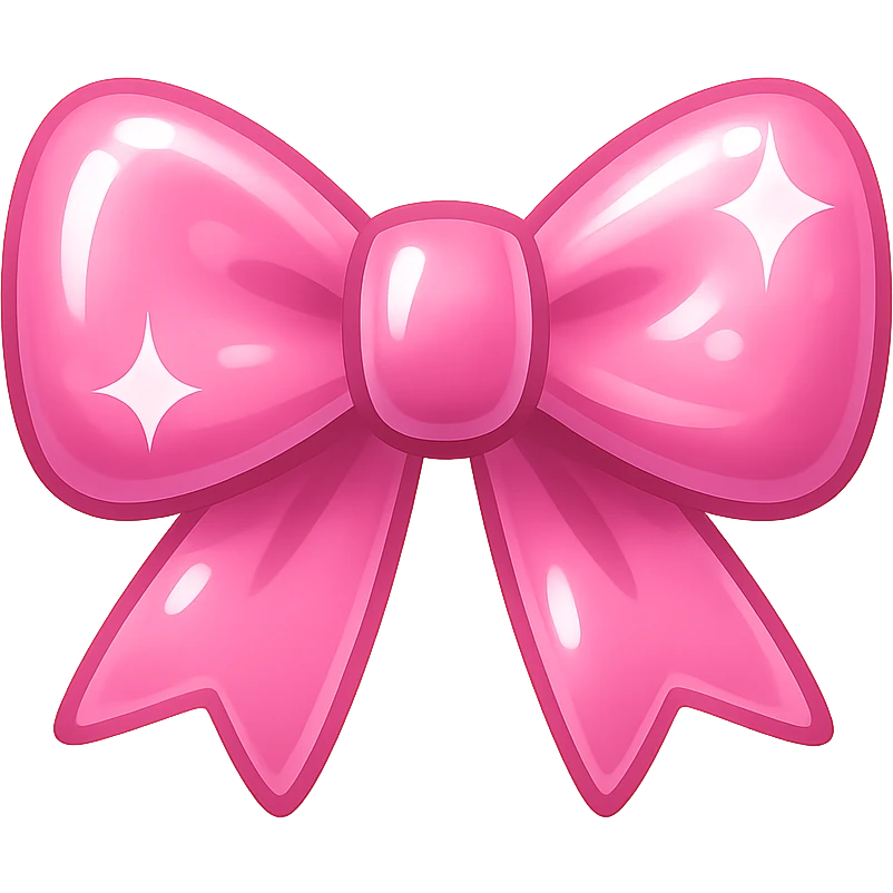 pink bow emoji, cute and shiny emoji