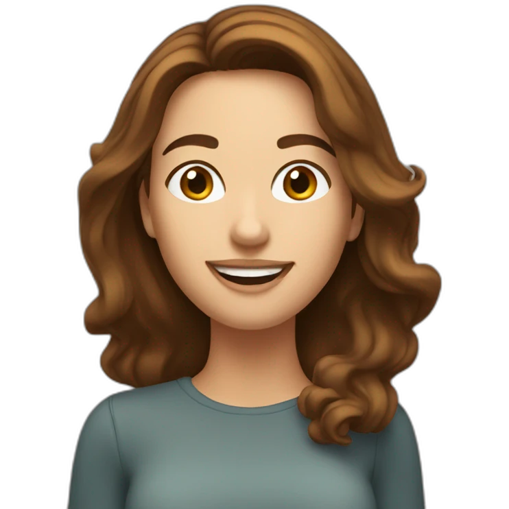 Happy Woman with Brown hair taking selfie emoji
