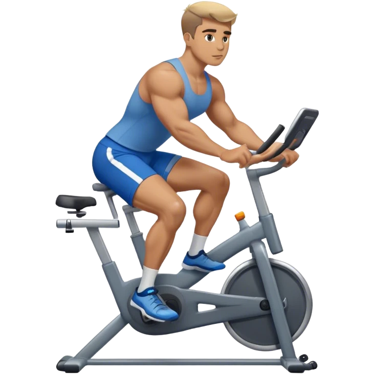 buff guy blue shorts grey stationary bike emoji