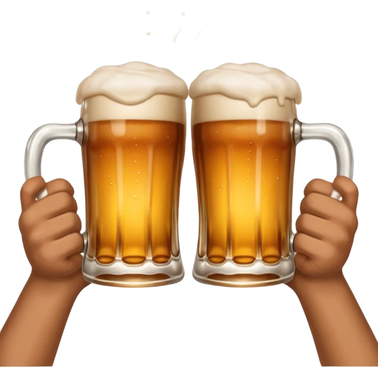 hands clinking beer mugs cheers no face emoji