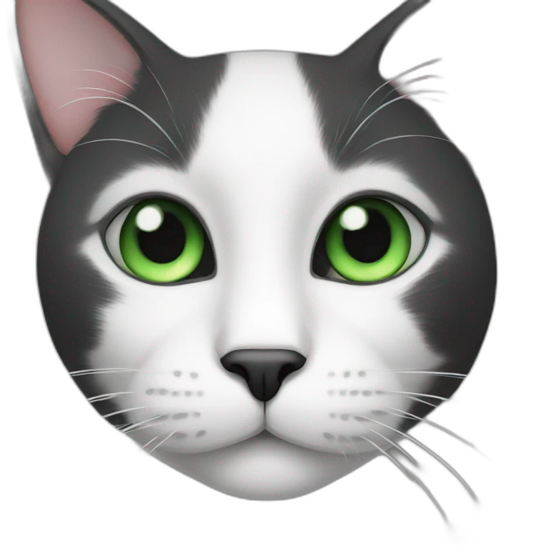Black and white cat with green eyes emoji