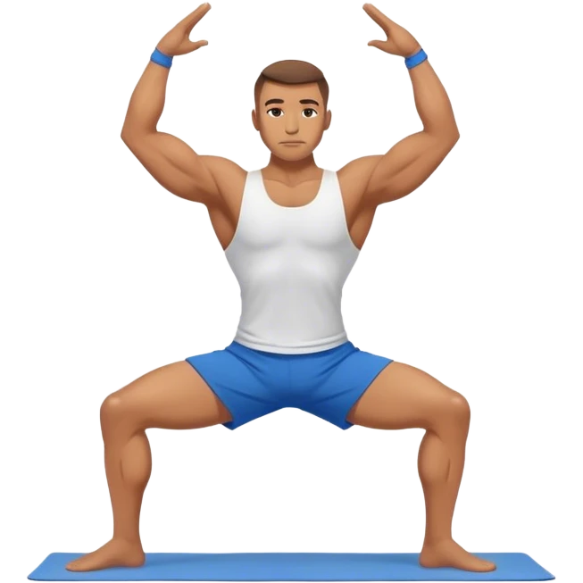 buff man blue shorts warrior-II-yoga emoji